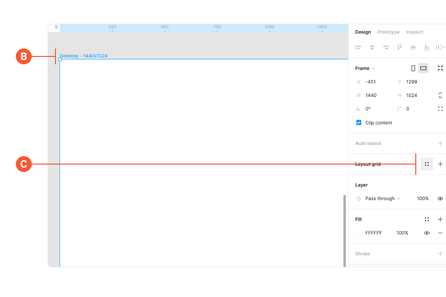 Figma interface showing how to apply grid