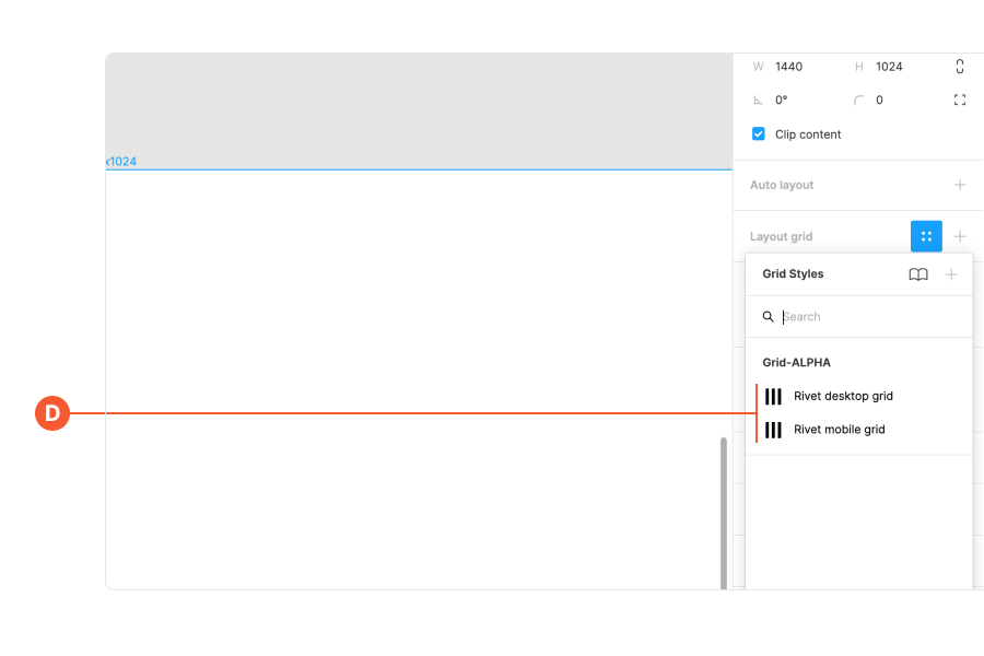 Figma interface showing how to apply grid