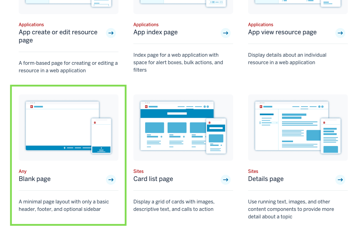 Blank page layout