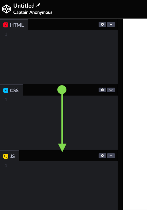 Drag CodePen editor tabs down
