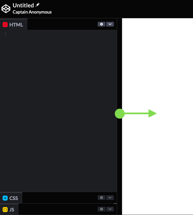 Widen CodePen HTML editor